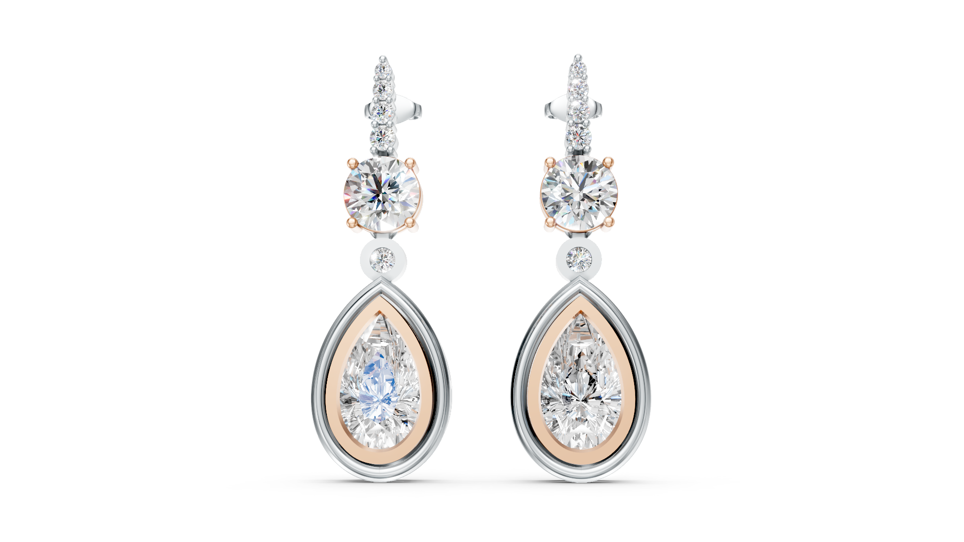 Two-Tone Diamond Drop Earrings