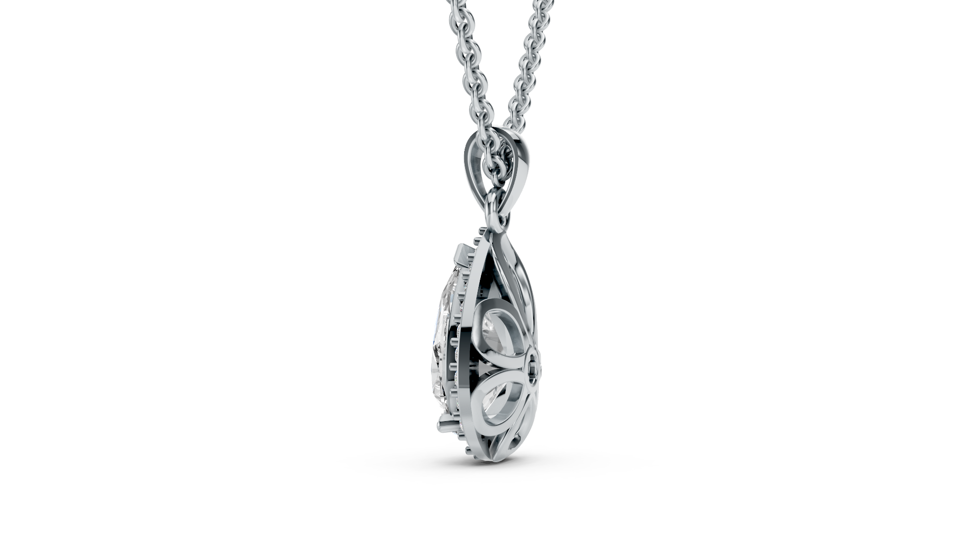 Pear-Shaped Diamond Halo Pendant