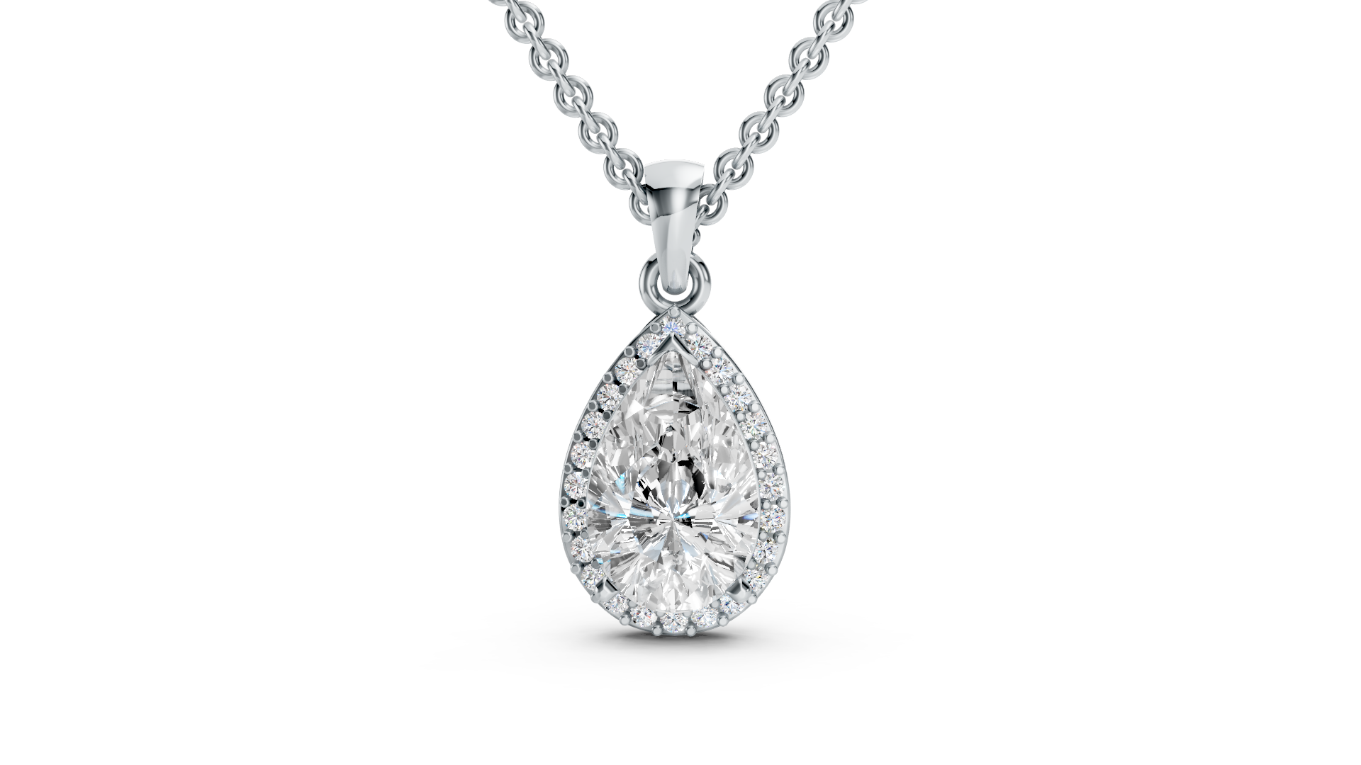 Pear-Shaped Diamond Halo Pendant