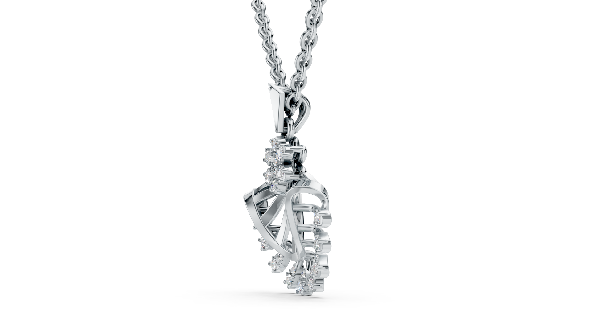 Floral Sunburst Diamond Fan Pendant