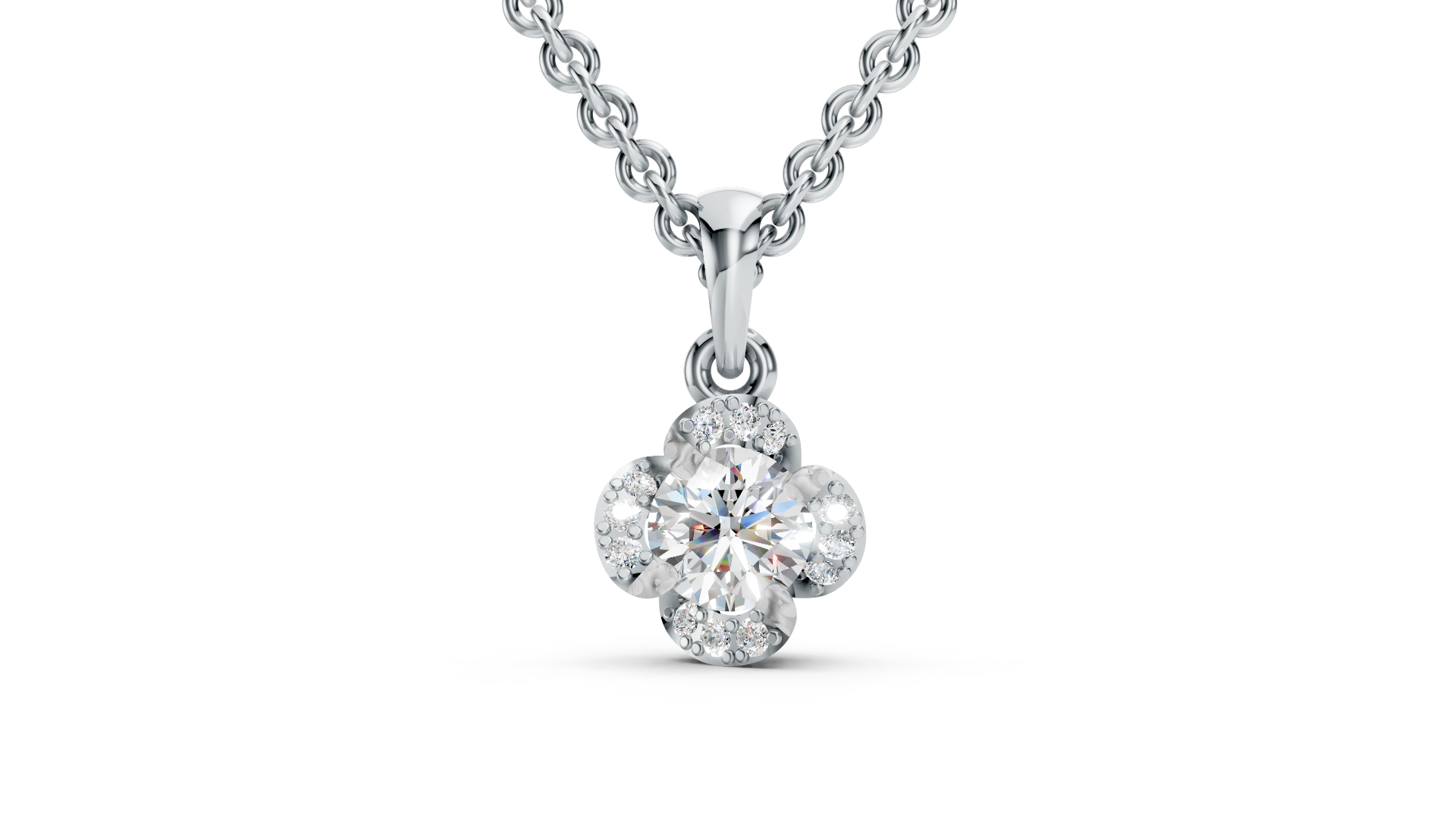 Four-Petal Floral Diamond Pendant