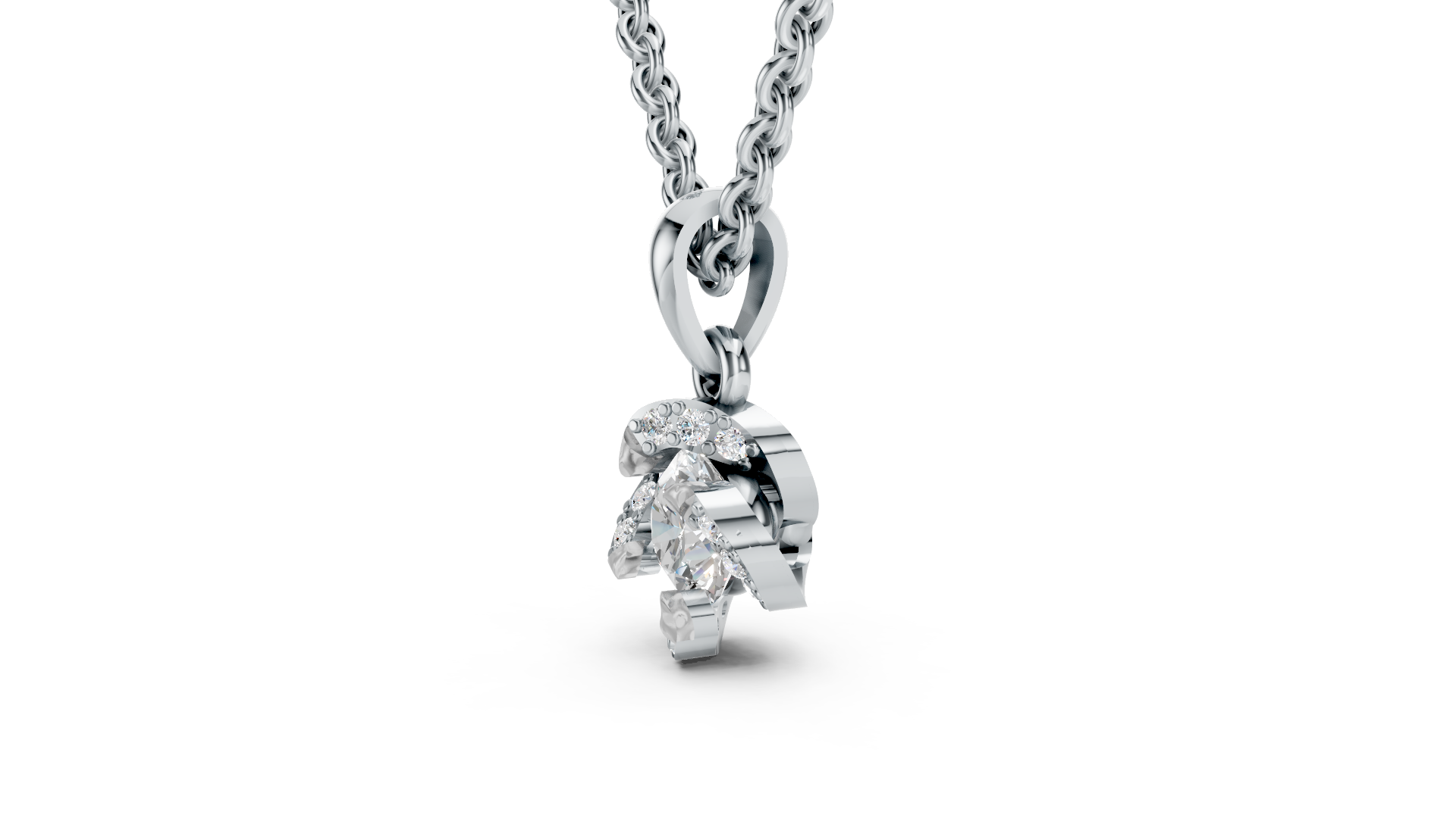 Four-Petal Floral Diamond Pendant