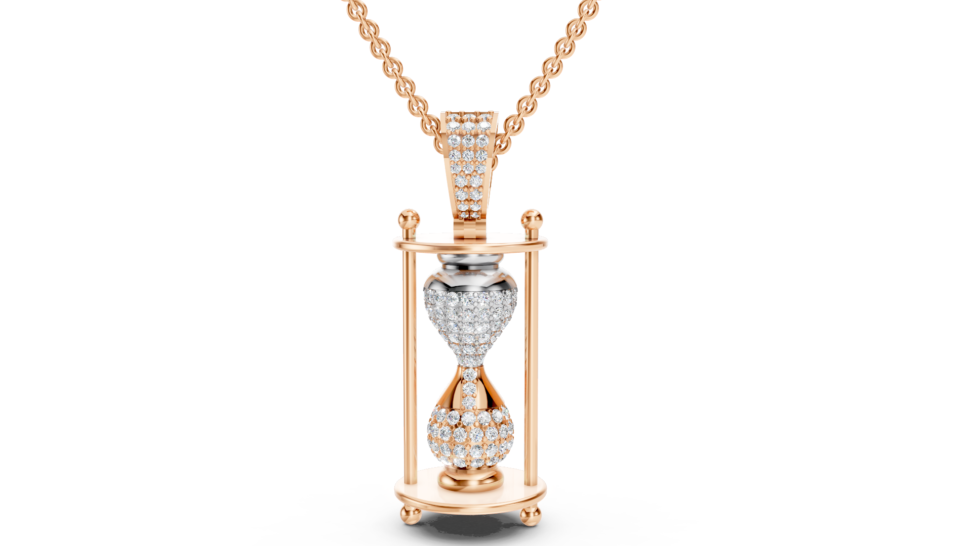Two-Tone Round Shape Diamond Pendant