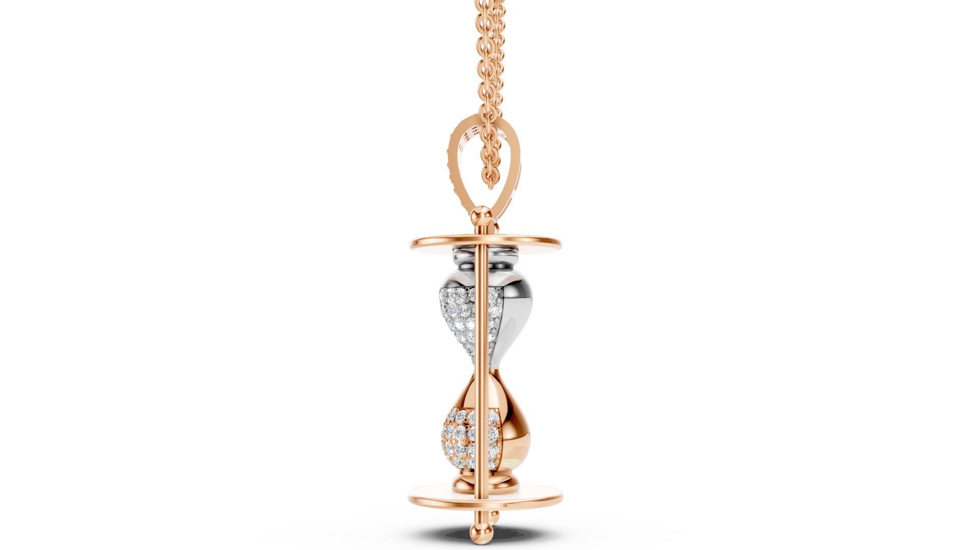 Two-Tone Round Shape Diamond Pendant