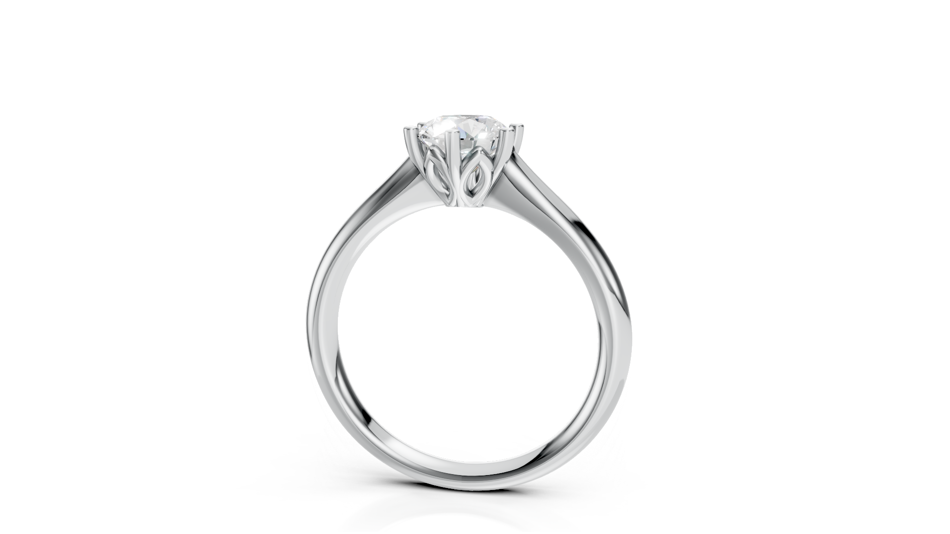 Timeless Platinum Solitaire Ring with Floral Inspired Setting