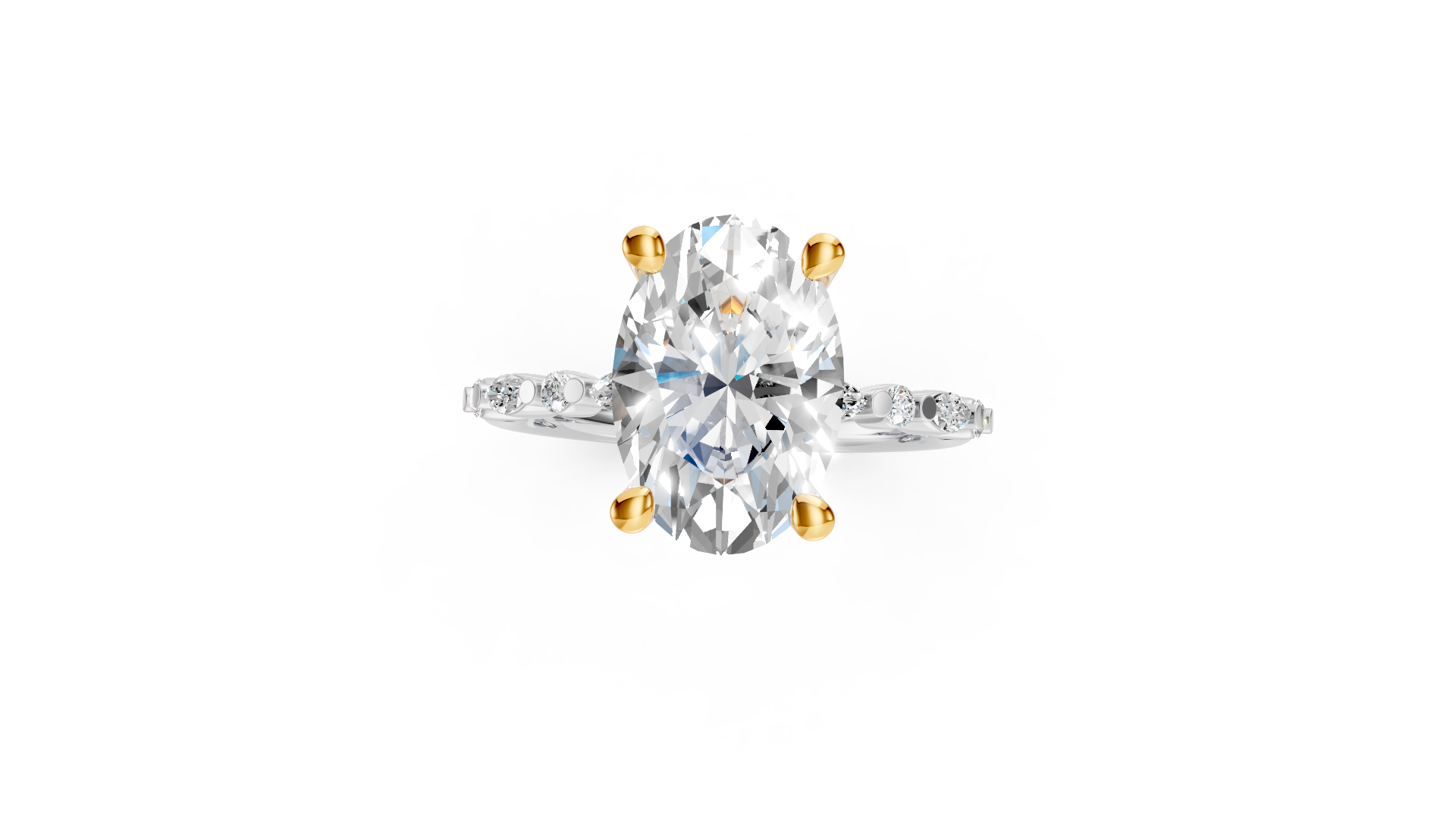 Elegant Two-Tone Platinum and Gold Oval Diamond Solitaire Ring