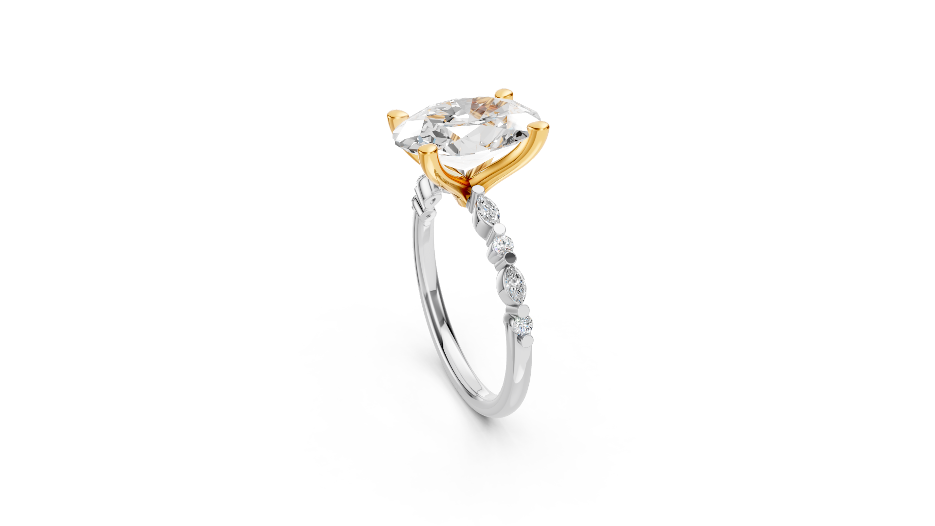 Elegant Two-Tone Platinum and Gold Oval Diamond Solitaire Ring