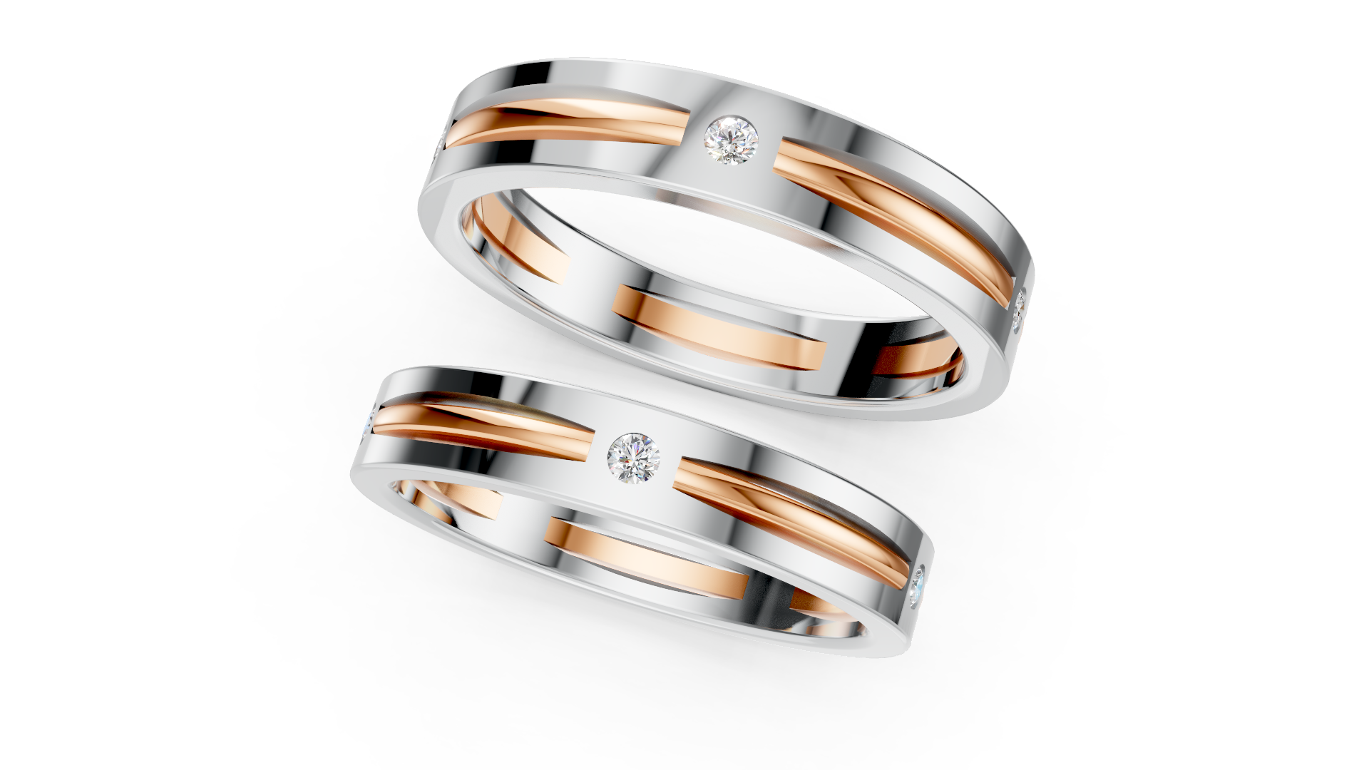 The Aveline Dual-Tone Diamond Couple Bands
