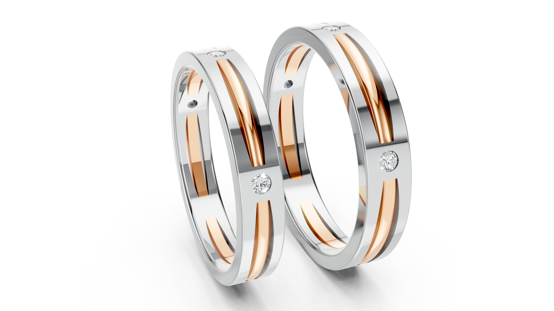 The Aveline Dual-Tone Diamond Couple Bands
