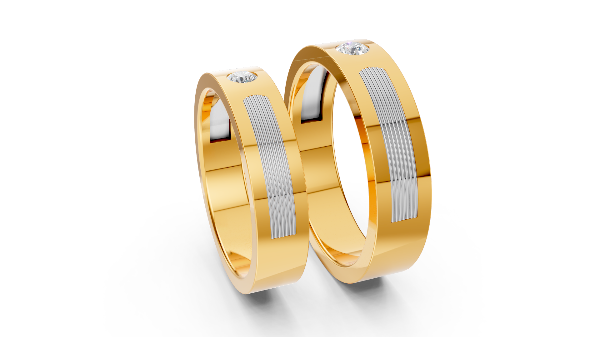 The Aureon Grooved Yellow Gold Couple Bands