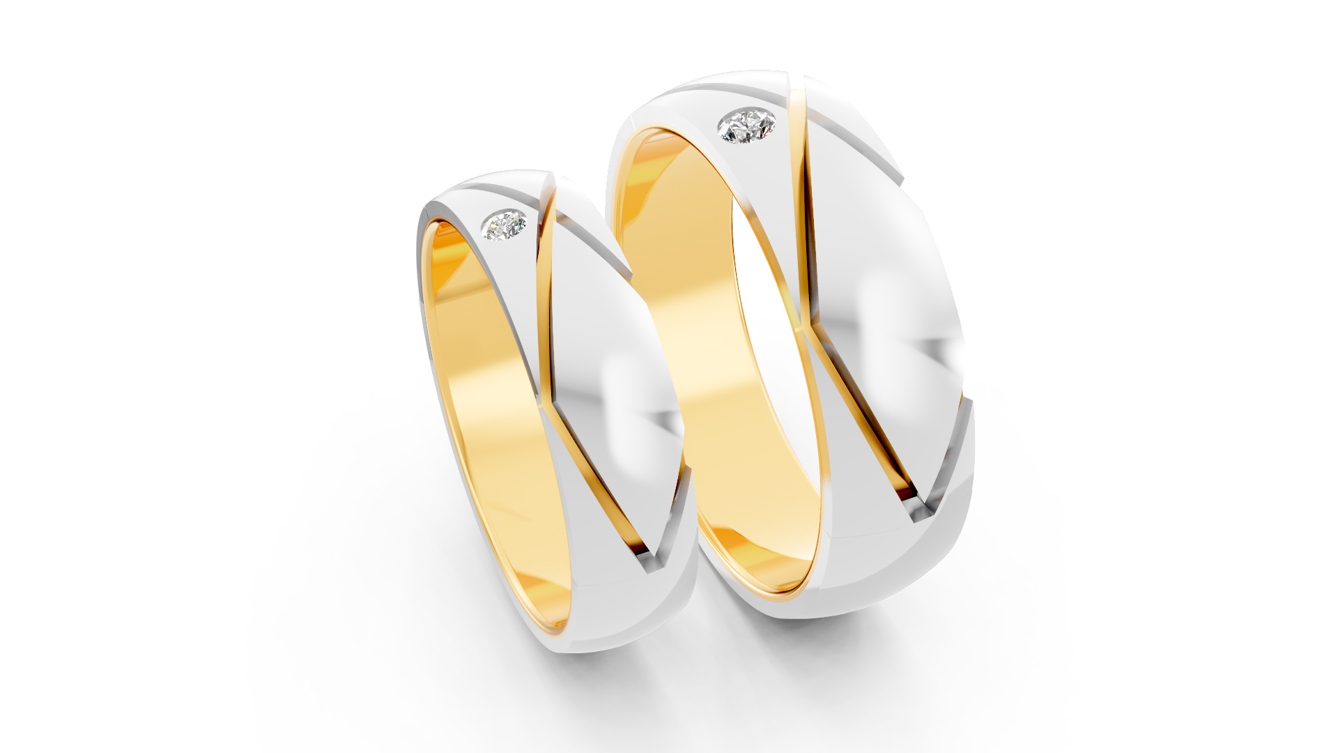 The Novara Cross-Engraved Diamond Couple Bands