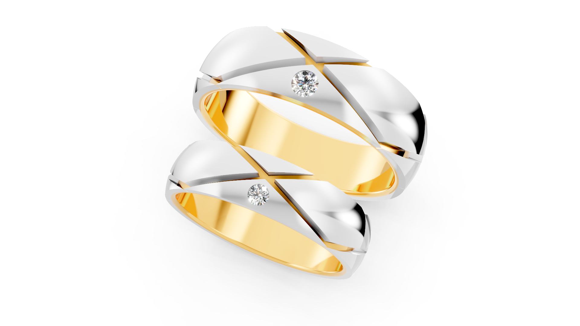 The Novara Cross-Engraved Diamond Couple Bands